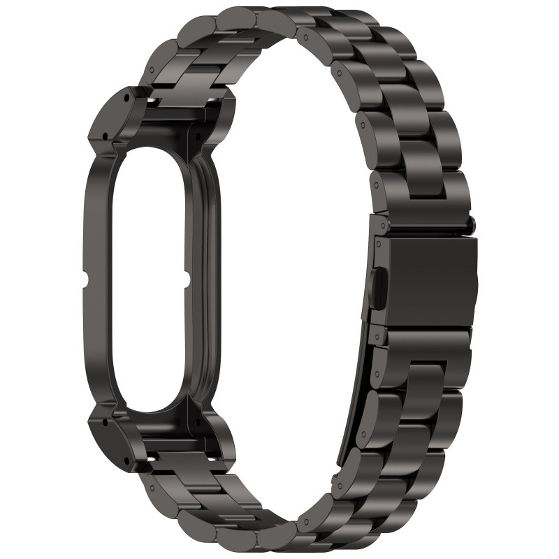 Magnetic Milanese Loop and Steel Bead Band for Fitbit Air in Black (Three-Bead Steel)