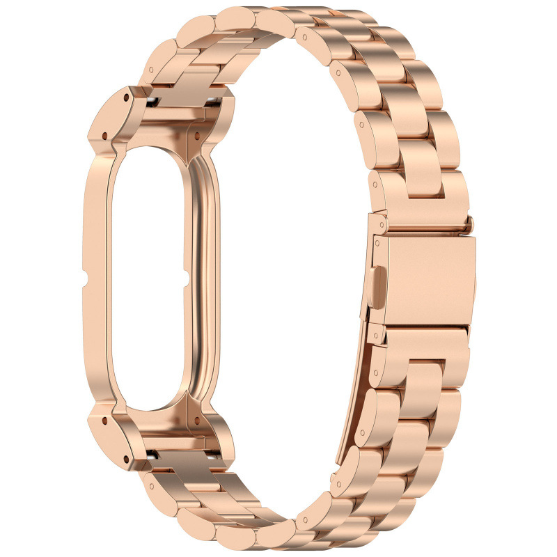 Magnetic Milanese Loop and Steel Bead Band for Fitbit Air in Rose Gold (Three-Bead Steel)